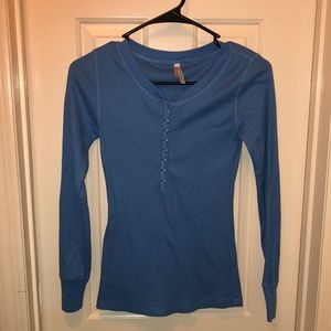 Women’s Blue Thermal Long Sleeve T-Shirt